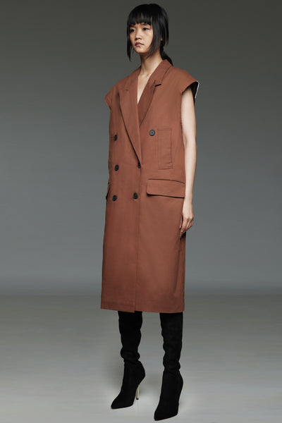 Chestnut Brown Double Breasted Vest Dress