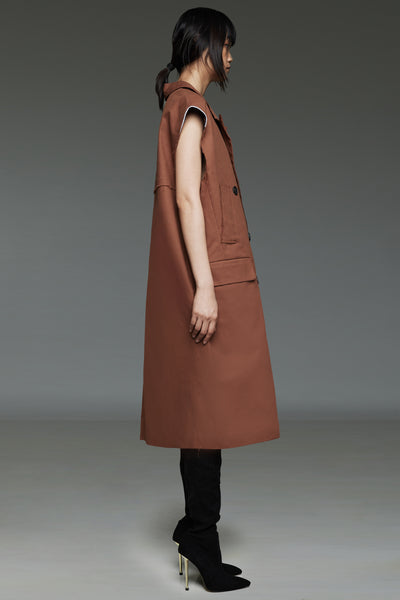 Chestnut Brown Double Breasted Vest Dress