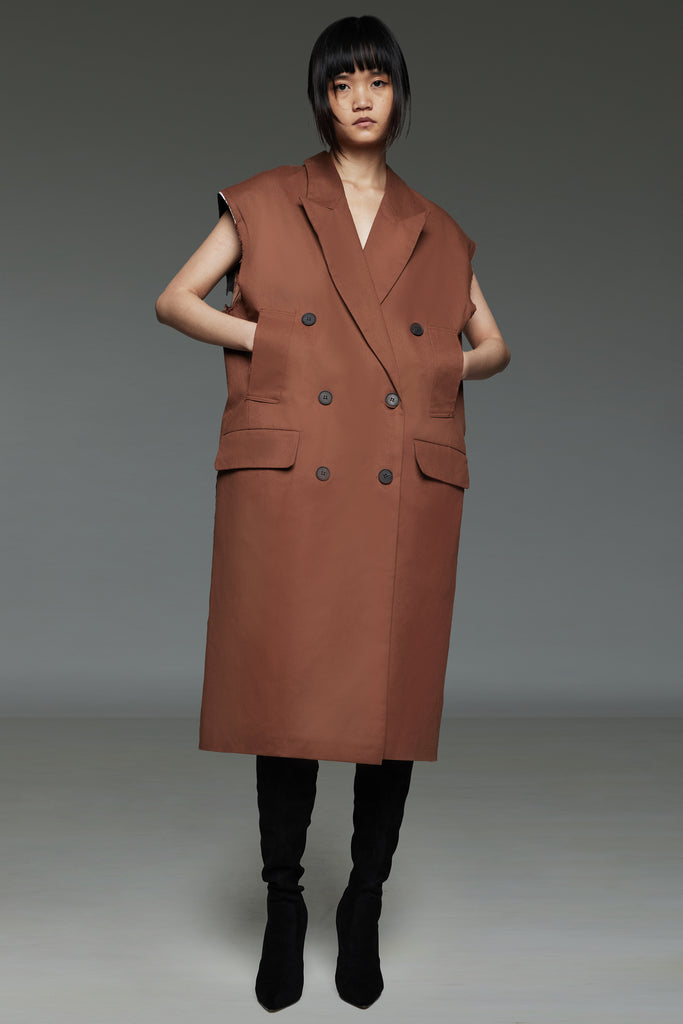 Chestnut Brown Double Breasted Vest Dress deliverdeliverdaily Chestnut Brown Double Breasted Vest Dress deliverdeliverdaily