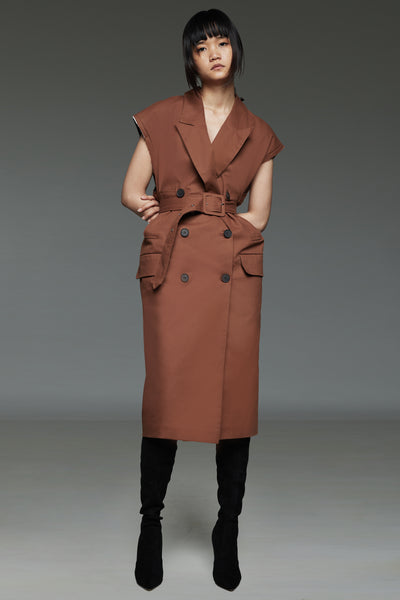 Chestnut Brown Double Breasted Vest Dress