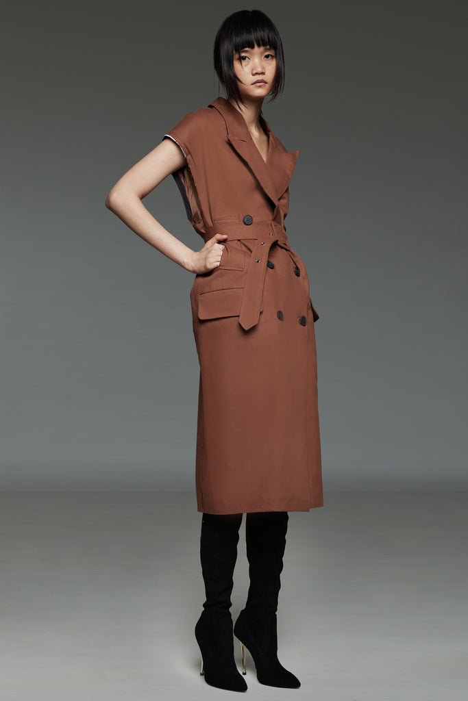 Chestnut Brown Double Breasted Vest Dress deliverdeliverdaily Chestnut Brown Double Breasted Vest Dress deliverdeliverdaily