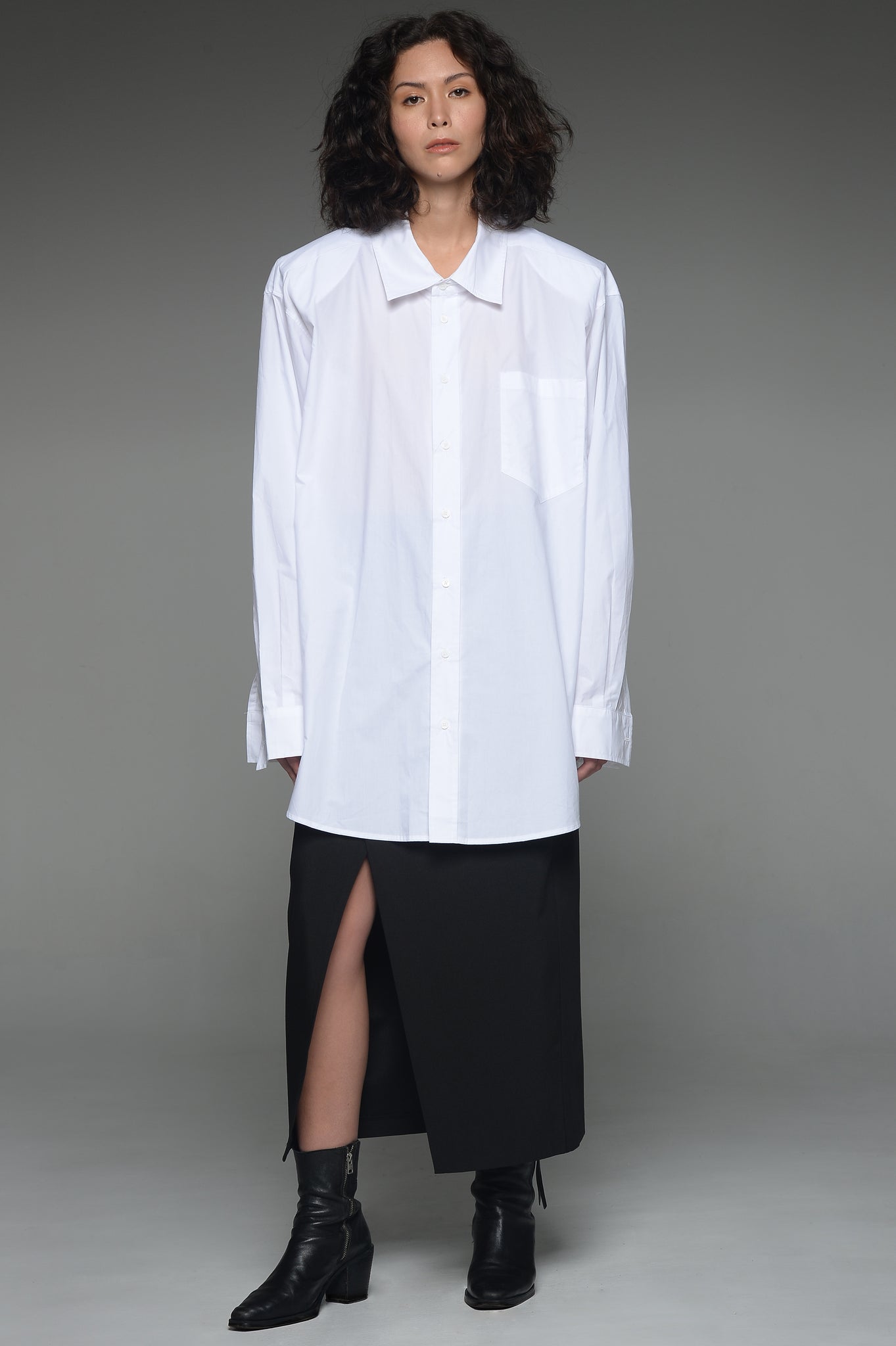 White Padded Long Sleeved Shirt