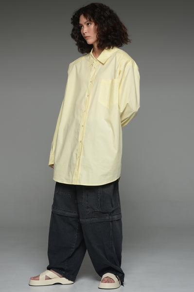 Wax Yellow Padded Oversized Button-Down Shirt