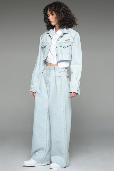 Light Wash Adjustable Waist Denim Pants