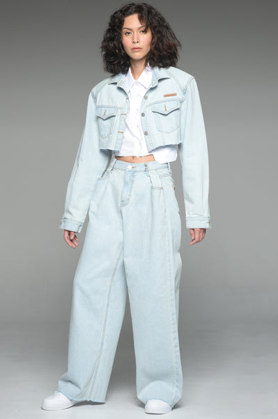 Light Wash Adjustable Waist Denim Pants