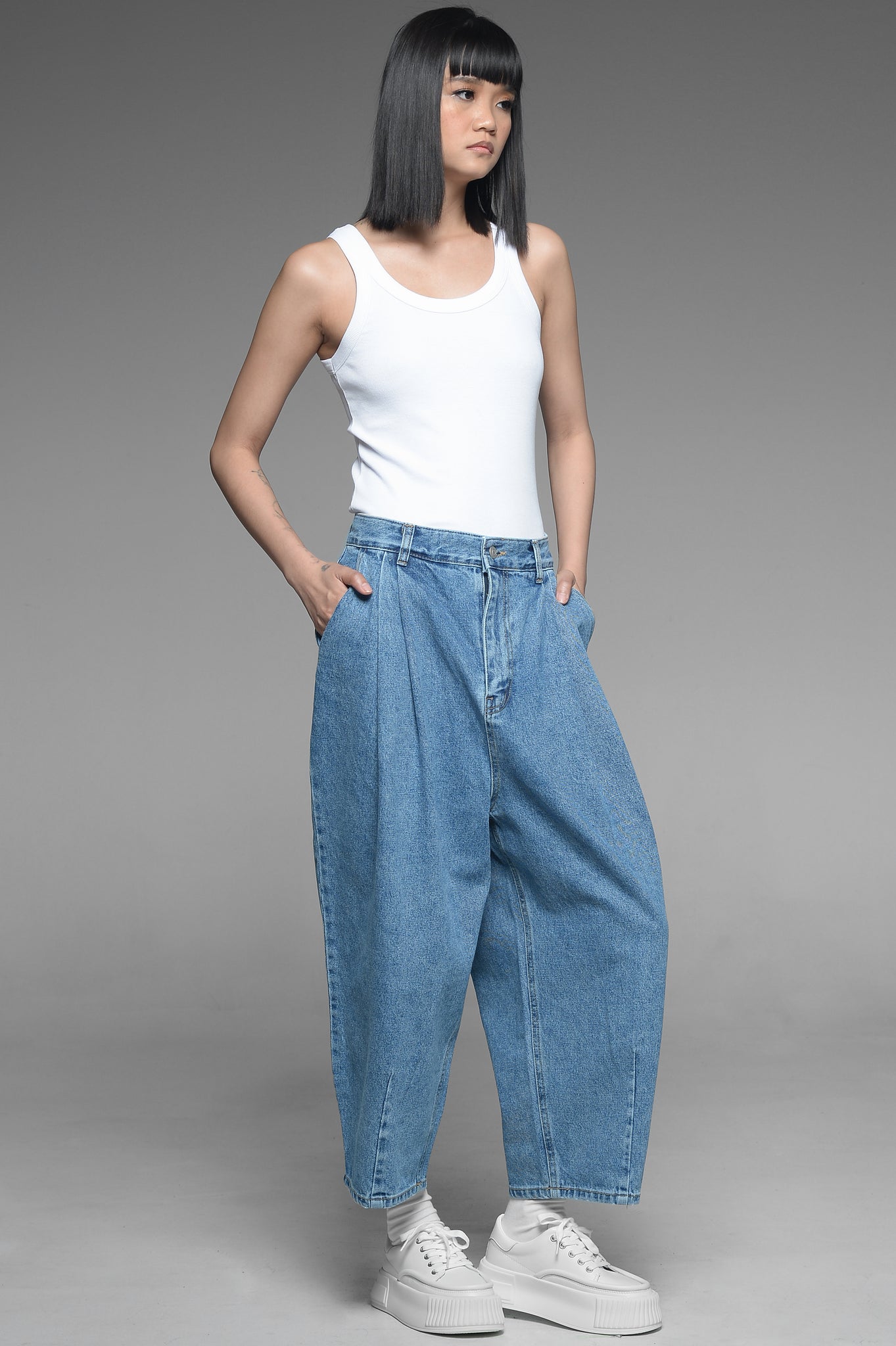 Blue Low Waist Denim Trousers