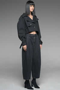 Black Cropped Trench Jacket