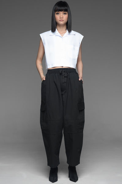 Black Ripstop Cargo Trousers