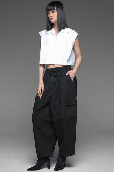 Black Ripstop Cargo Trousers