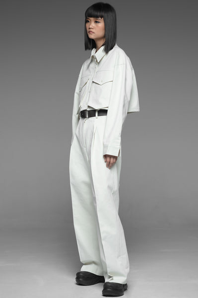 White Pocket Shirt and Trouser Match Set