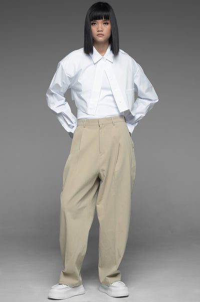 Khaki Double Pleat Trousers