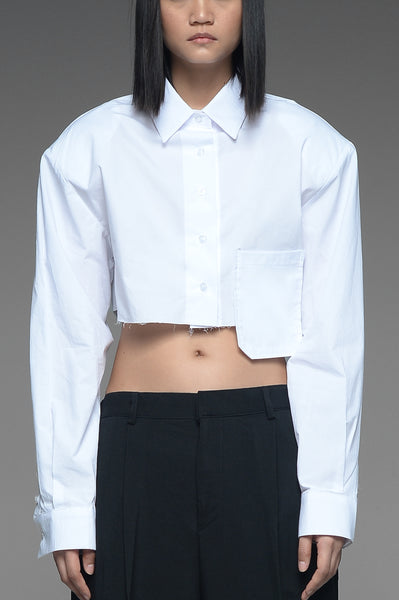 White Hang Pocket Button-Down Shirt