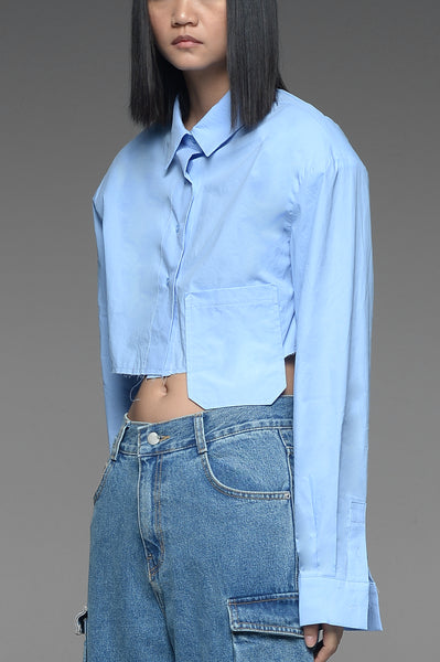 Light Blue Hang Pocket Button-Down Shirt