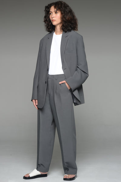 Gray Boxy Single Breasted Suit Set