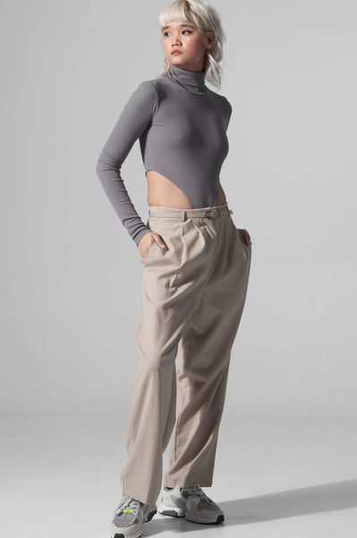 Asphalt Gray Cut-Out Bodysuit Top