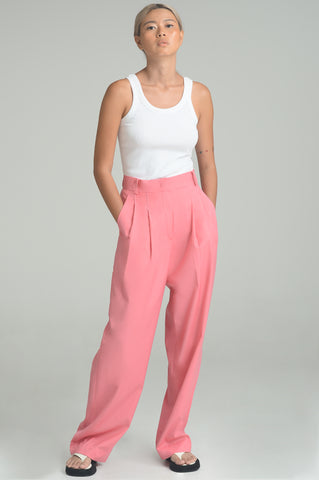 Cherry Blossom Pink Pin Tuck Trousers