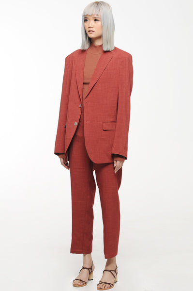 Rust Single Breasted Blazer and Trouser Suit Set