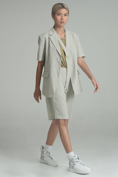 Laurel Green Blazer with Tie and Shorts Set