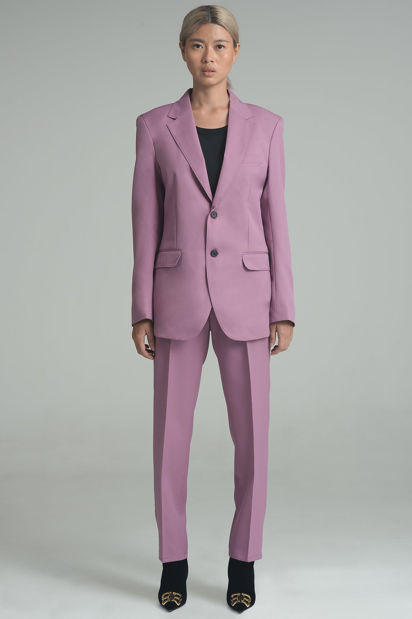 Pink Violet Single Breasted Suit Set