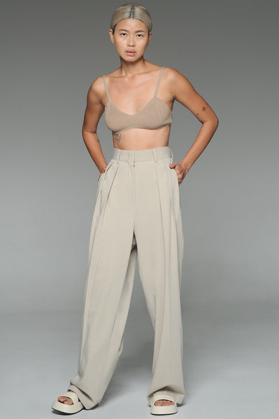 Bone Double Pleat Trousers