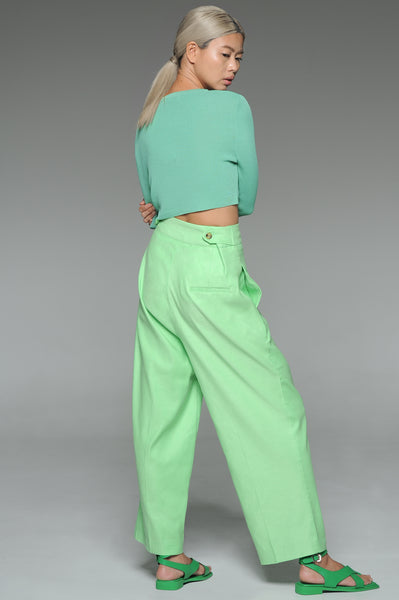 Spring Green Pin Tuck Trousers