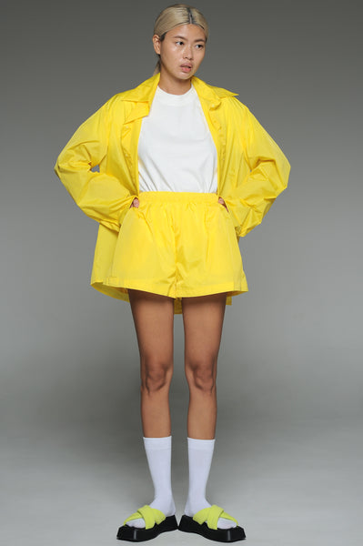 Yellow Button-Down Shirt and Shorts Set