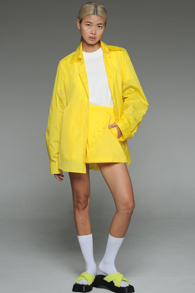 Yellow Button-Down Shirt and Shorts Set