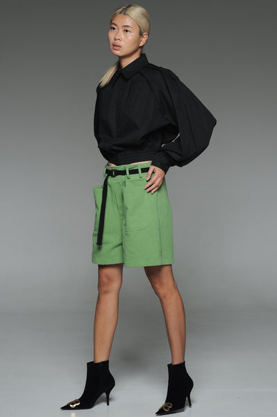 Mantis Green Paperbag Shorts