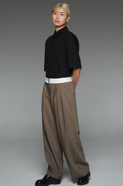 Beaver Brown Turned Out Waistband Trousers
