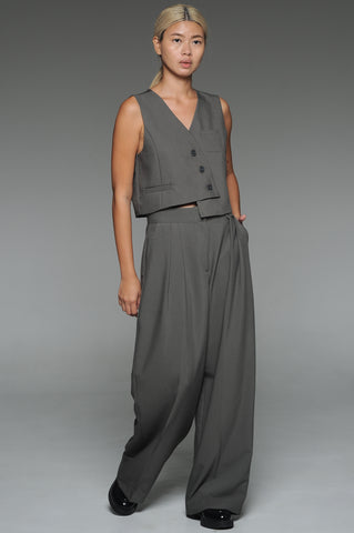 Gray Asymmetric Vest and Trouser Set