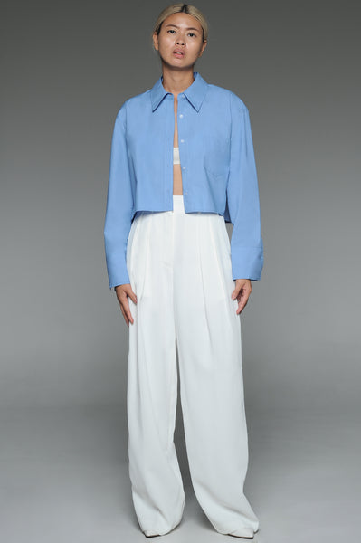 Baby Blue Cropped Long Sleeved Shirt