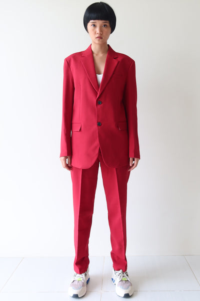 Red Single Breasted Suit Set